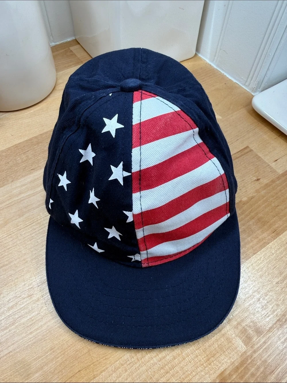 Kid’s American Flag Stars & Stripes Baseball Cap - Navy Red White Flat Brim